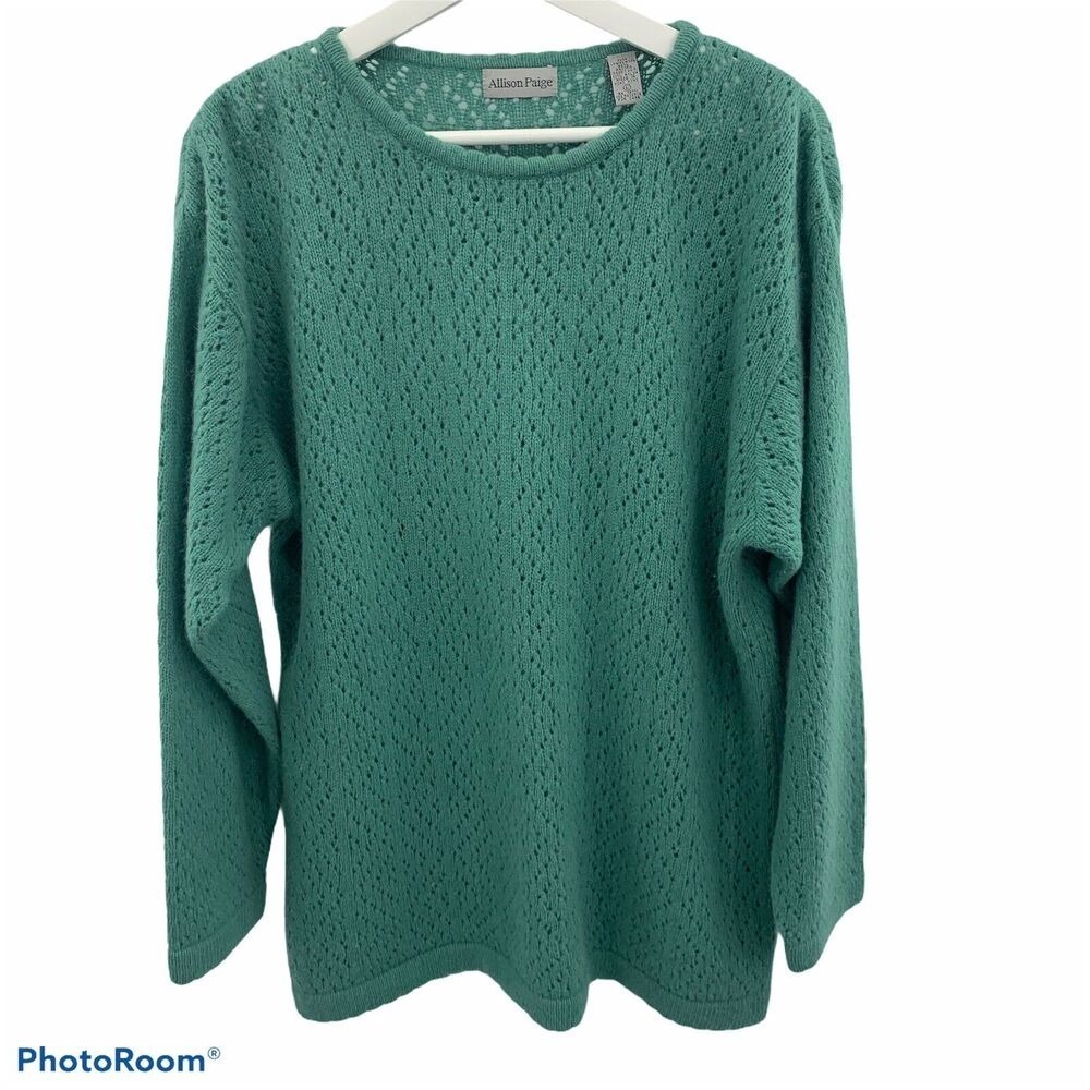 Allison Paige Size Lg Sweater Wool Angora Blend Long Sleeve Sage Green Women's